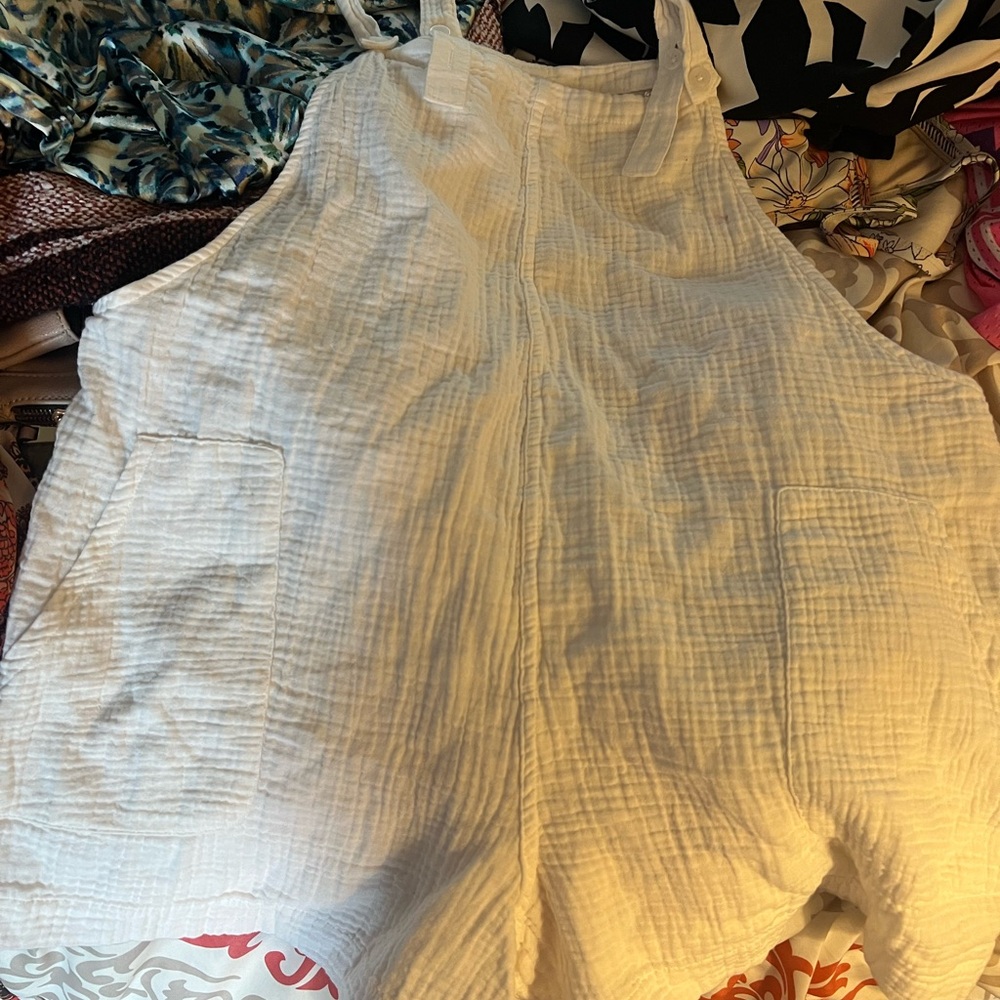 White Textured romper